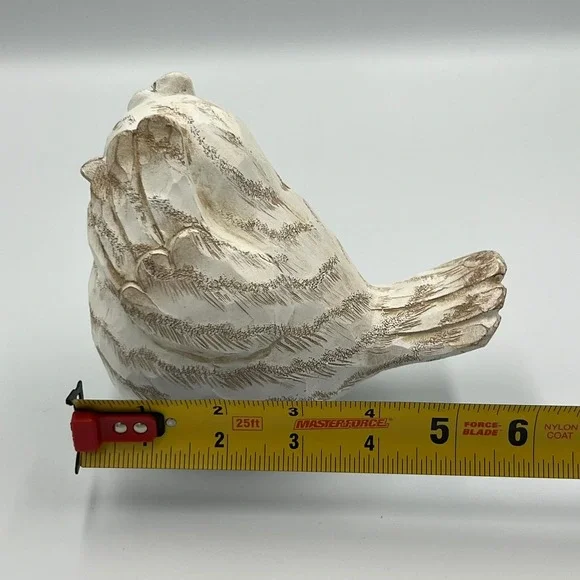 Bird Figurine Home Decor Small White Brown Very Good Faux Wood Carved - Picture 6 of 6
